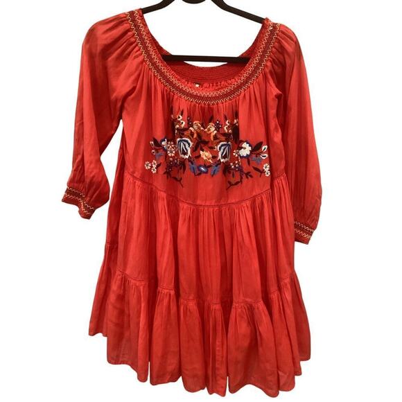 Free People Womens Sunbreams Mini Dress Size Small Off The Shoulder Embroidered - Picture 4 of 11